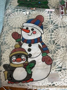 Holiday Window Clings - Red, Green, White Christmas Decor   6 pcs nib